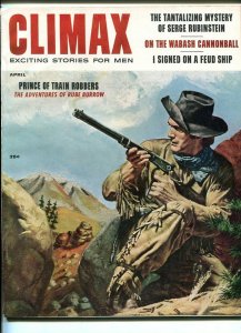 CLIMAX #1-APR  1957--CHEESECAKE-TRAIN ROBBERY- SOUTHERN STATES PEDIGREE-vf/nm