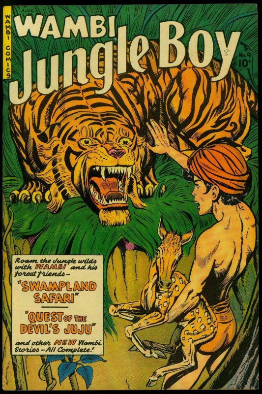 Wambi Jungle Boy #9 1950- Golden Age-Fiction House tiger cover- VF- 