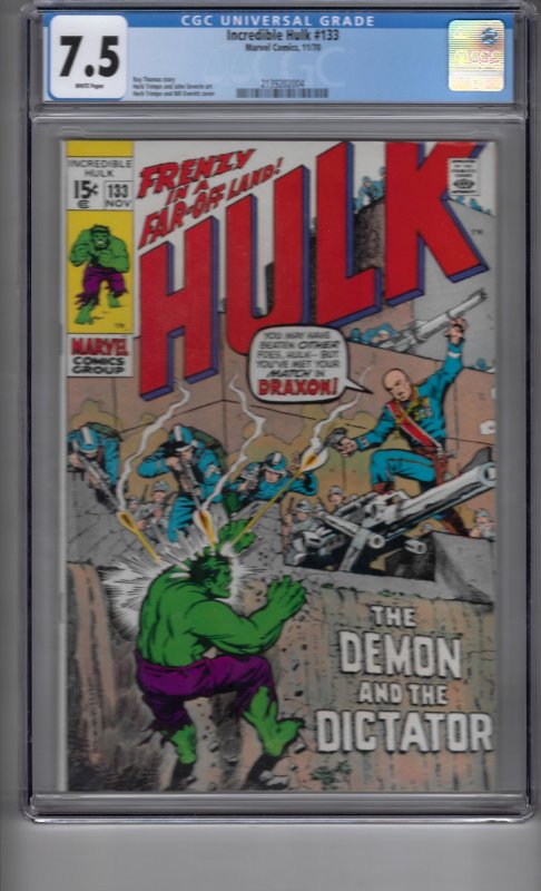 The Incredible Hulk #133 (1970) CGC GRADED 7.5