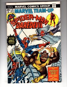 Marvel Team-Up #25 (1974) VF/NM Spidey! daredevil! Unholy Trio! / EC#3