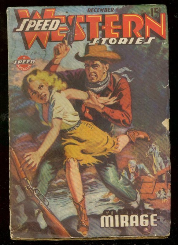 SPEED WESTERN STORIES DEC 1943-GOOD GIRL ART-MIRAGE VG-