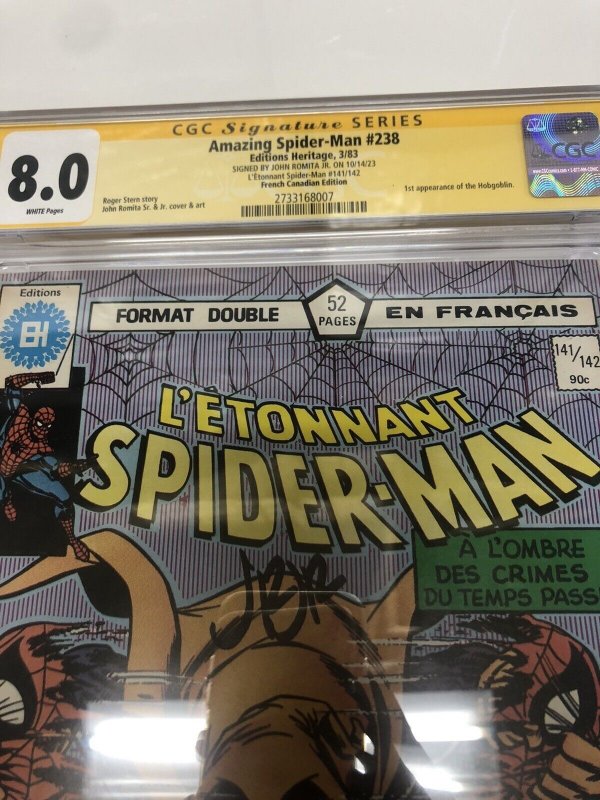 Amazing Spider-Man (1983)#238 (CGC 8.0)Signed Romita Jr. French Canadian Edition