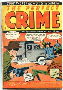 PERFECT CRIME #1 1949-TOMMY GUN COVER-POWELL-WILDEY ART VG