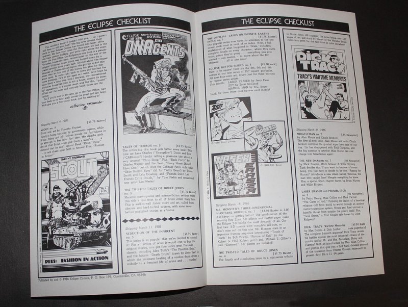 Eclipse Extra Promotional Flyer #15  / Alien Encounters /  NM+  / 1986