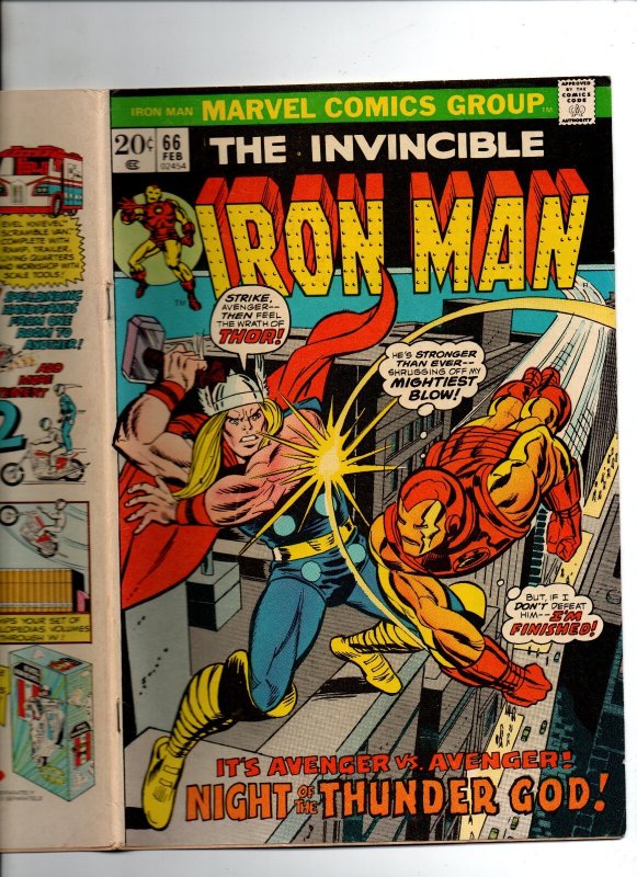 Invincible Iron Man #66 - Gil Kane - Thor vs Iron Man - 1974 - VF