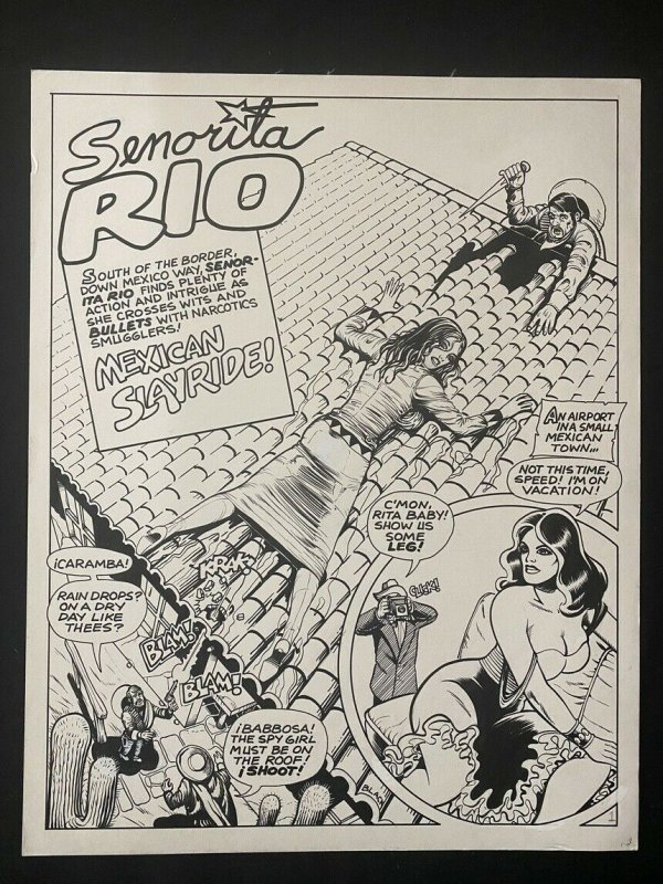 Original Unpublished Splash Page Senorita Rio by Bill Black