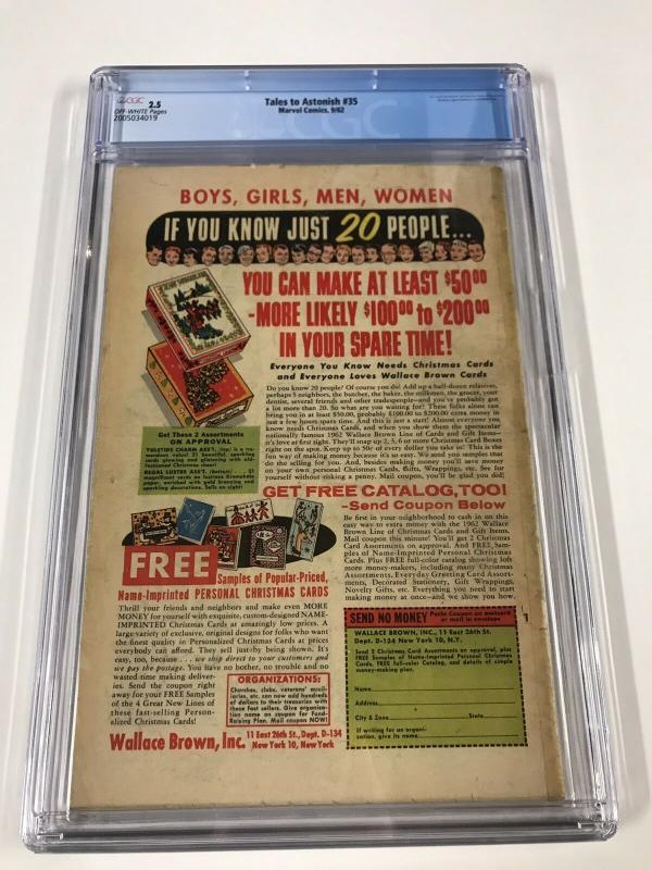 Tales To Astonish 35 Cgc 2.5 Ow Oages 1st Ant-man Second Hank Pym Marvel Silver 