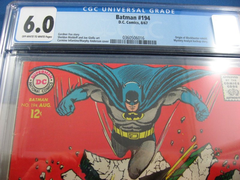 BATMAN 194 CGC 6.0 DC BLOCKBUSTER 1967