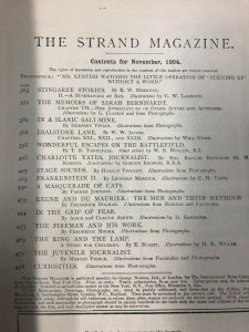 Strand Magazine Pulp November 1904- Sarah Bernhardt- Thanksgiving cover VG