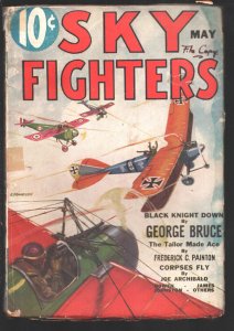 Sky Fighters 5/1933WWI air battle cover art by Eugene Franzen-George Bruce- J...