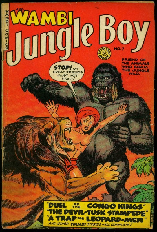 Wambi Jungle Boy #7 1950- Golden Age-Fiction House Gorilla Lion VG+