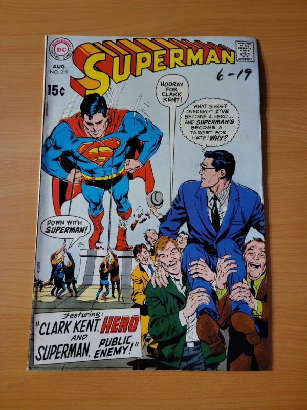 Superman #219 ~ FINE - VERY FINE VF ~ 1969 DC Comics