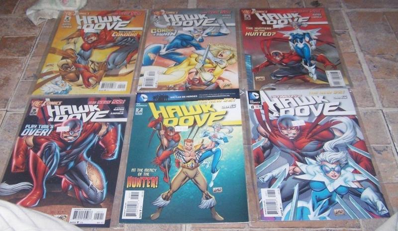 HAWK & DOVE COMIC lot of 6 issues  # 2 3 4 5 7 8 NEW 52 DC 2011 ROB LIEFELD