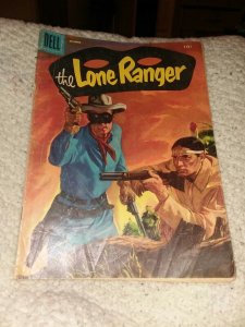 The Lone Ranger #90 dell comics 1955 golden age western movie hero paimted cover