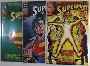 Action Lot of 3 #687, 692, 693 DC (1993) Superman 1st Print Comic Books