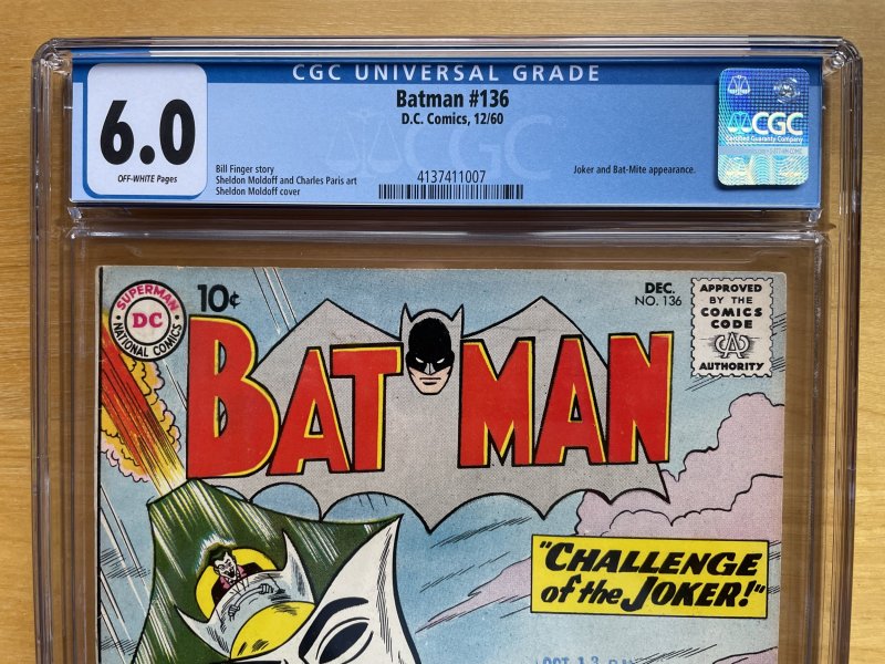 Batman #136 CGC 6.0 (DC 1960) Iconic Silver Age Joker cover! New slab!