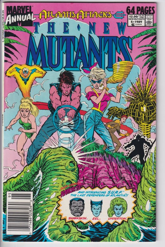 NEW MUTANTS ANNUAL #5 NEWSSTAND (1989) VF 8.0, white!