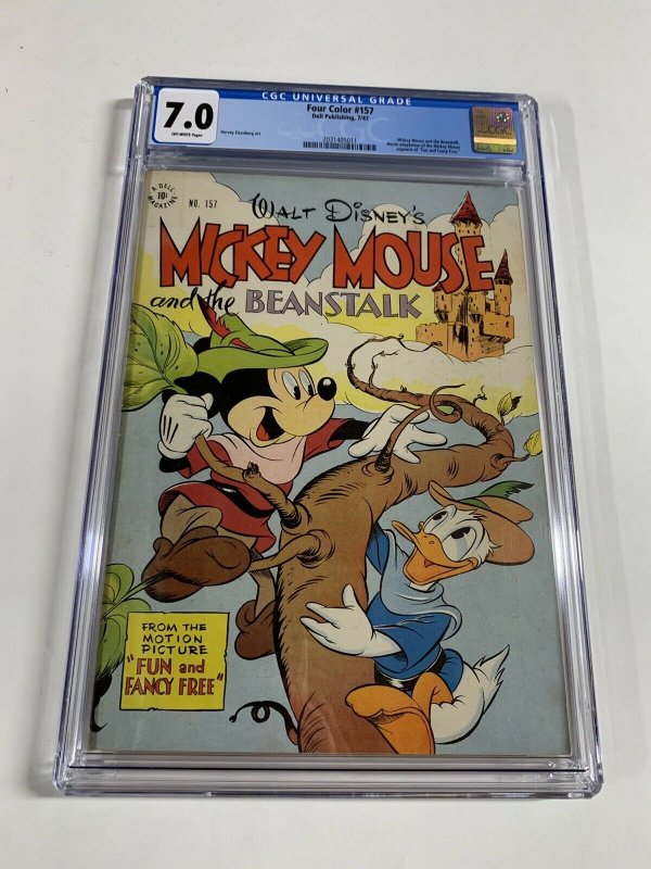 Dell Four Color 157 Cgc 7.0 Ow Pages Mickey Mouse Beanstalk Classic Disney Short