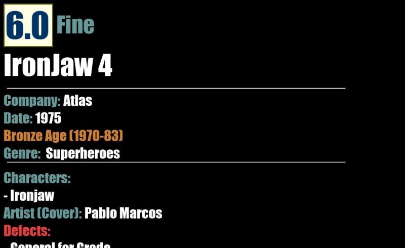 IronJaw 4 (1975) FN 6.0 Bronze Age Atlas comic