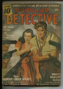 Popular Detective 4/1942-Thrilling-Bloody menace cover-Violent pulp stories b...