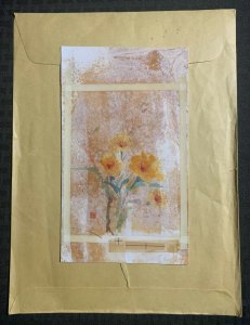 A NOTE OF THANKS Yellow Flowers 5x8.5 Greeting Card Art #T1940