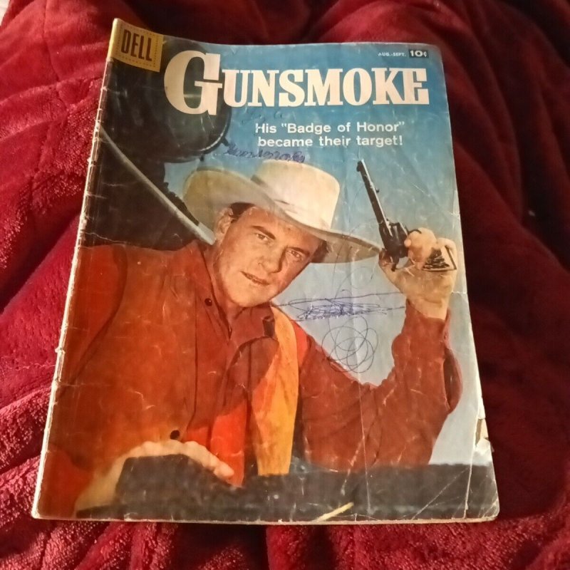 GUNSMOKE 10 DELL MARSHAL MATT DILLON silver age western JAMES ARNESS PHOTO COVER