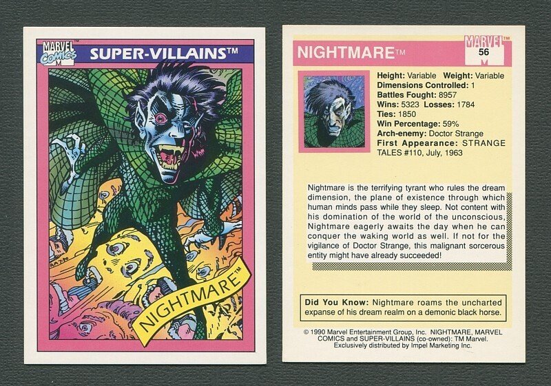 1990 Marvel Comics Card  #56  (Nightmare)  NM-MT+