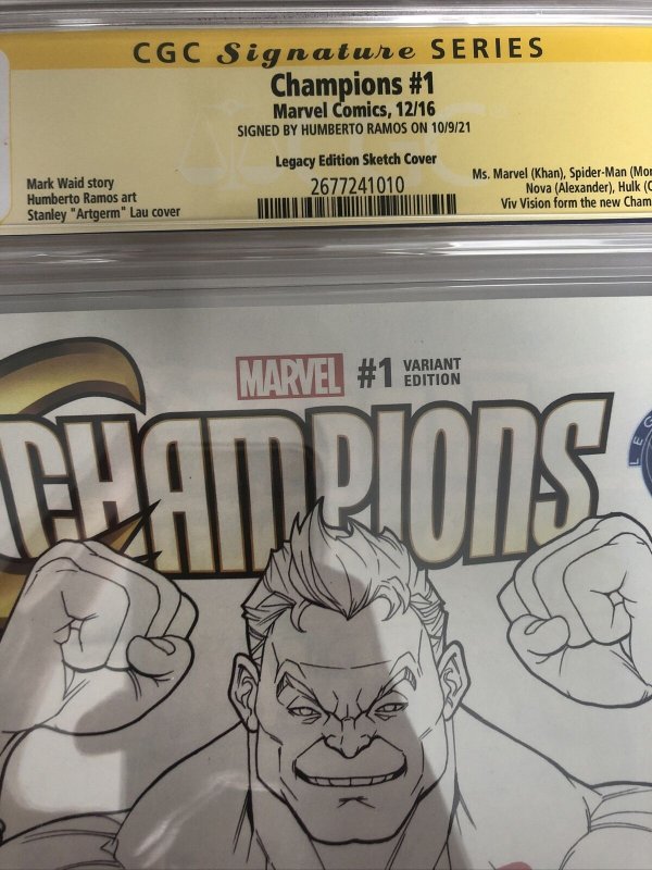 Champions (2016) # 1 (CGC SS 9.8 WP) | Signed By Humberto Ramos Census = 4