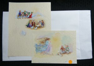 CHRISTMAS PRAYER Angel with Baby & Children 2pcs 9.5x12 Greeting Card Art #6022 