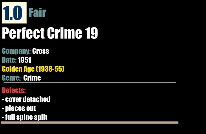 Perfect Crime 19 (1951) FR Golden Age Cross comic