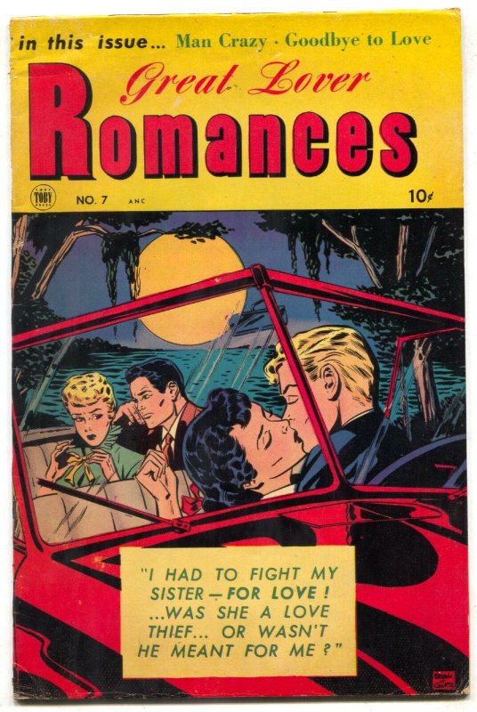 Great Lover Romances #7 1954-Convertible Make Out cover FN-
