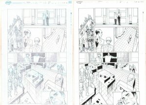 Amazing Spider-Man #8 p.6 - Pencil & Ink Versions 2pc Set art by Humberto Ramos