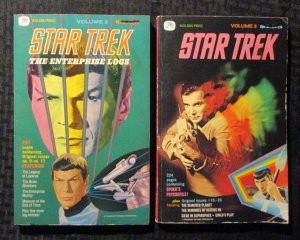 1977 STAR TREK Golden Press Enterprise Logs SC Volume 1 & 2 FN-/VG LOT of 2