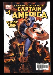 Captain America #1 FN+ 6.5 1st Cameo Winter Soldier!
