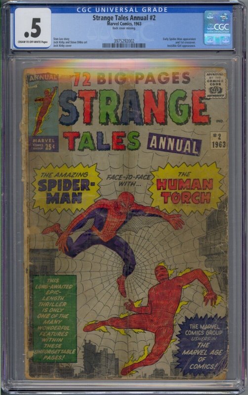 STRANGE TALES ANNUAL #2 CGC 0.5 EARLY SPIDER-MAN HUMAN TORCH JACK KIRBY