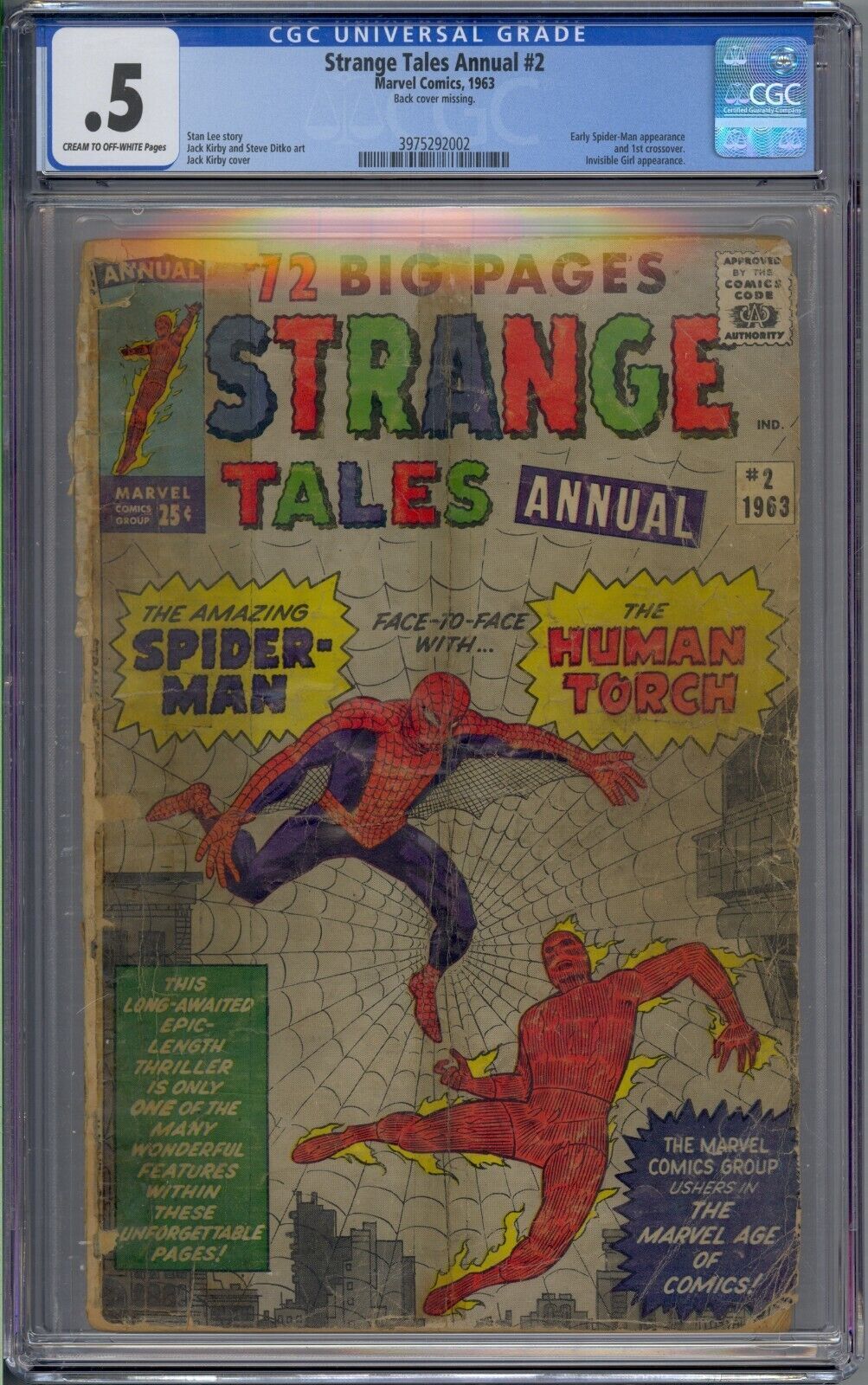Strange Tales Annual 2 CGC 0.5 Early SpiderMan Human Torch