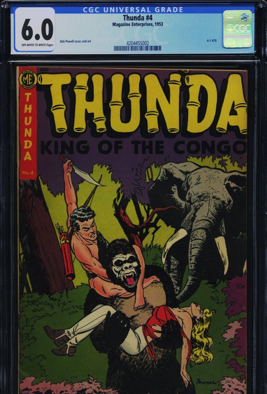 THUNDA #4 (A-1 #78) - CGC-6.0, OW-W - ME - Good Girl Art cover - Golden Age
