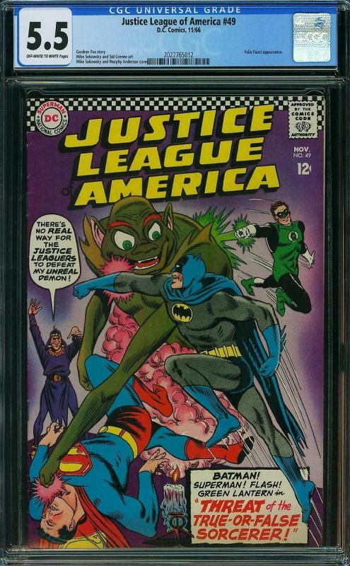 Justice League of America #49 (1966) CGC 5.5 FN-