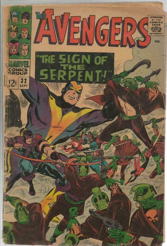 Avengers #32 ORIGINAL Vintage 1966 Marvel Comics 1st App Sons of the Serpent