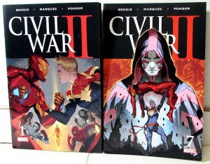 Civil War II Lot 2 #1, 7 2016 Marvel Captain Marvel Spider-Man Iron Man Comics