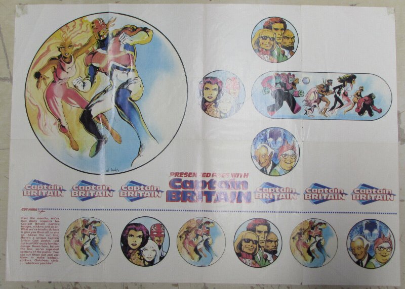 Captain Britain Comic Book Insert Poster 23.5x16.5 Folded 1985