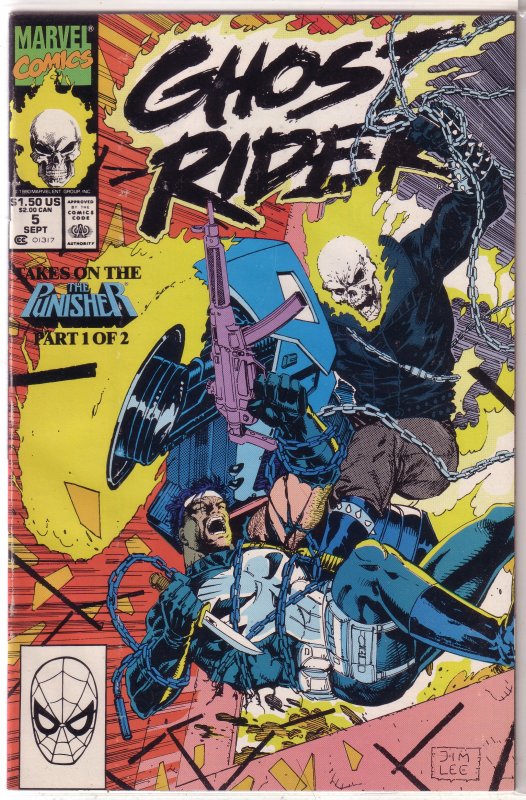 Ghost Rider (vol. 3, 1990) # 5 FN Mackie/Saltares, Jim Lee cover, Punisher