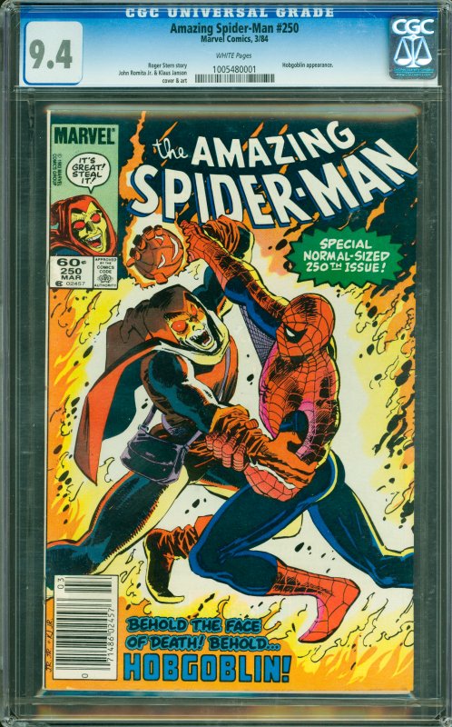 Amazing Spider-Man #250 CGC Graded 9.4 Hobgoblin appearance.