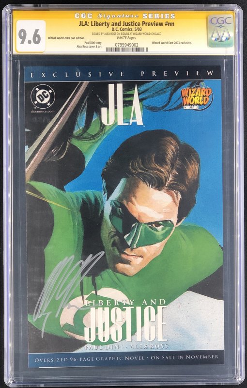 JLA: Liberty and Justice Preview Ross CGC 9.6 Signature Series Wizard World 2003