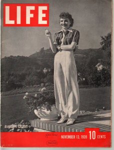 Life 11/13/1939-Claudette Colbert-German High Command-pre WWII-VG