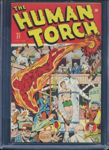 HUMAN TORCH #21 - CGC-7.5, OW-W - Timely - Sub-Mariner - Golden Age