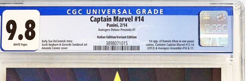 Captain Marvel #14 FOIL KEY 1st Kamala Khan / CGC 9.8 / HTF RARE Panini Edition