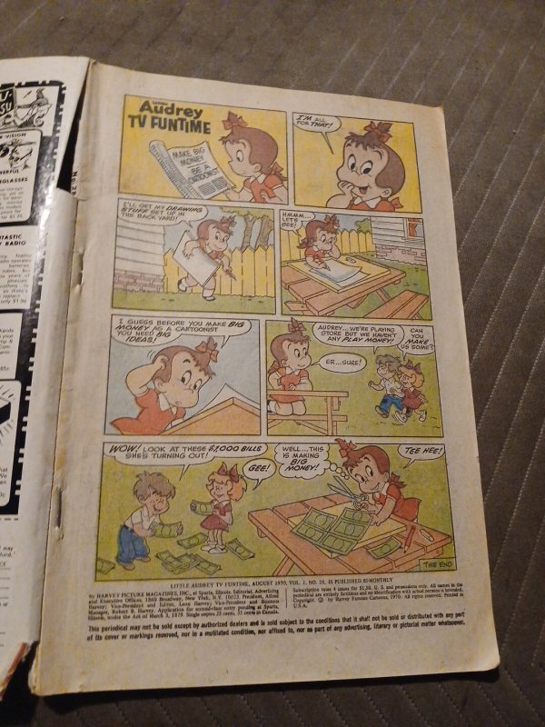 Little Audrey TV Funtime #28 Bronze Age 1970 68 Page Giant Harvey Comics Cartoon