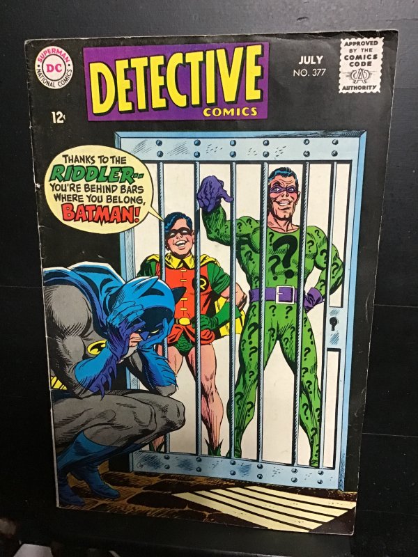 Detective Comics #377 (1968) riddler key, black cover beauty! VG/FN Wow!