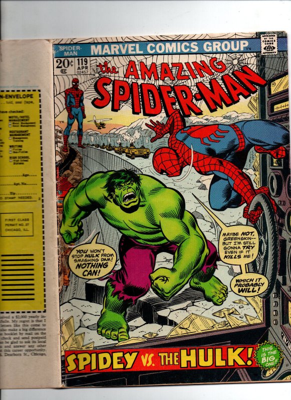 The Amazing Spider-Man #119 - vs Hulk - 1973 - VG+